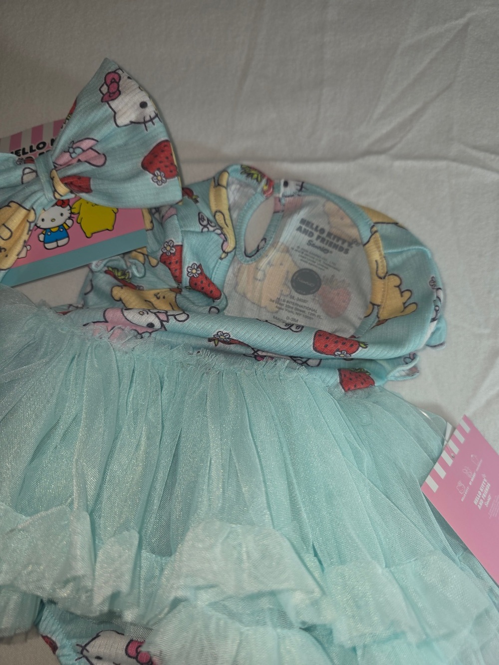 Hello Kitty Mint Strawberry Print Baby Romper - Picture 10 of 12